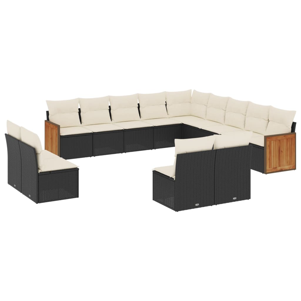 13-dijelni set vrtnih sofa s jastucima poliratan crni