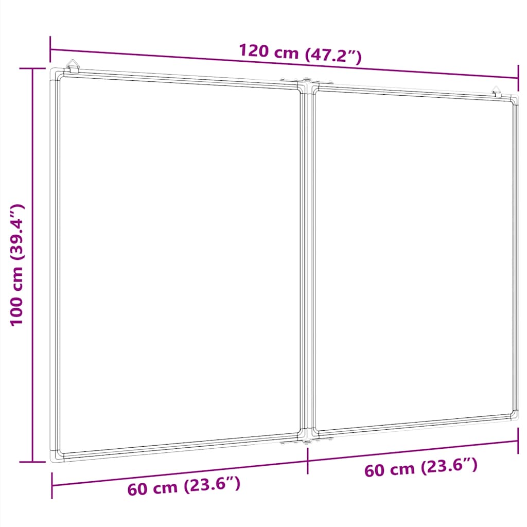 Magnetna bijela ploča sklopiva 120 x 100 x 1,7 cm aluminijska