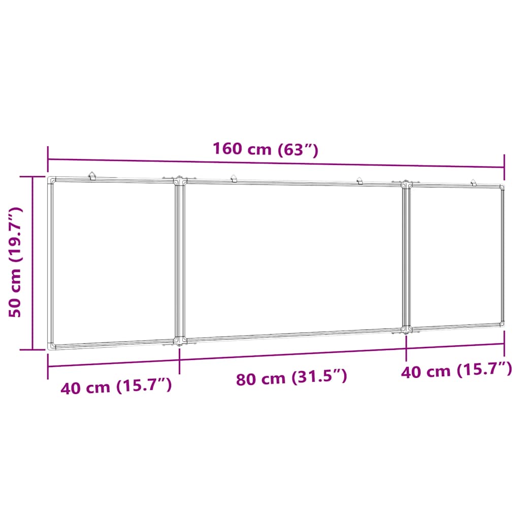 Magnetna bijela ploča sklopiva 160 x 50 x 1,7 cm aluminijska