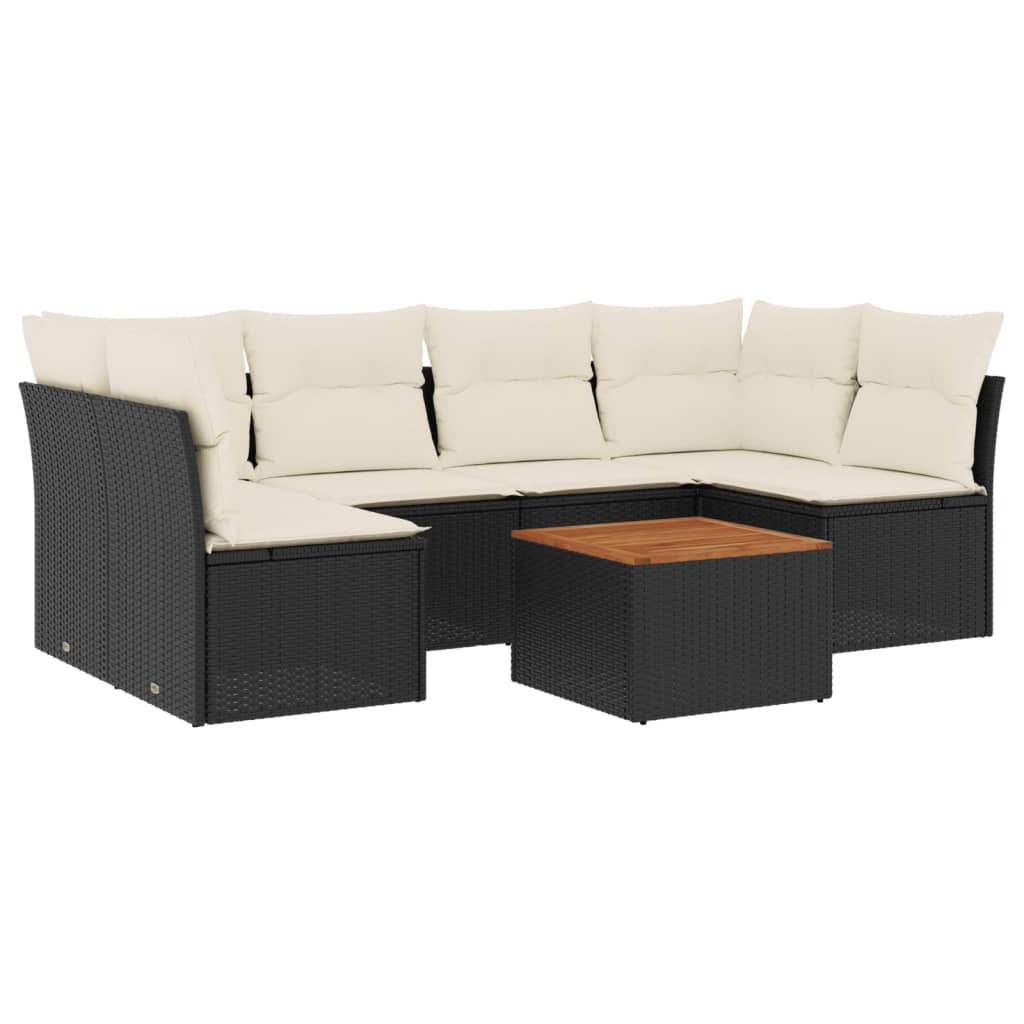 7-dijelni set vrtnih sofa od poliratana s jastucima crni