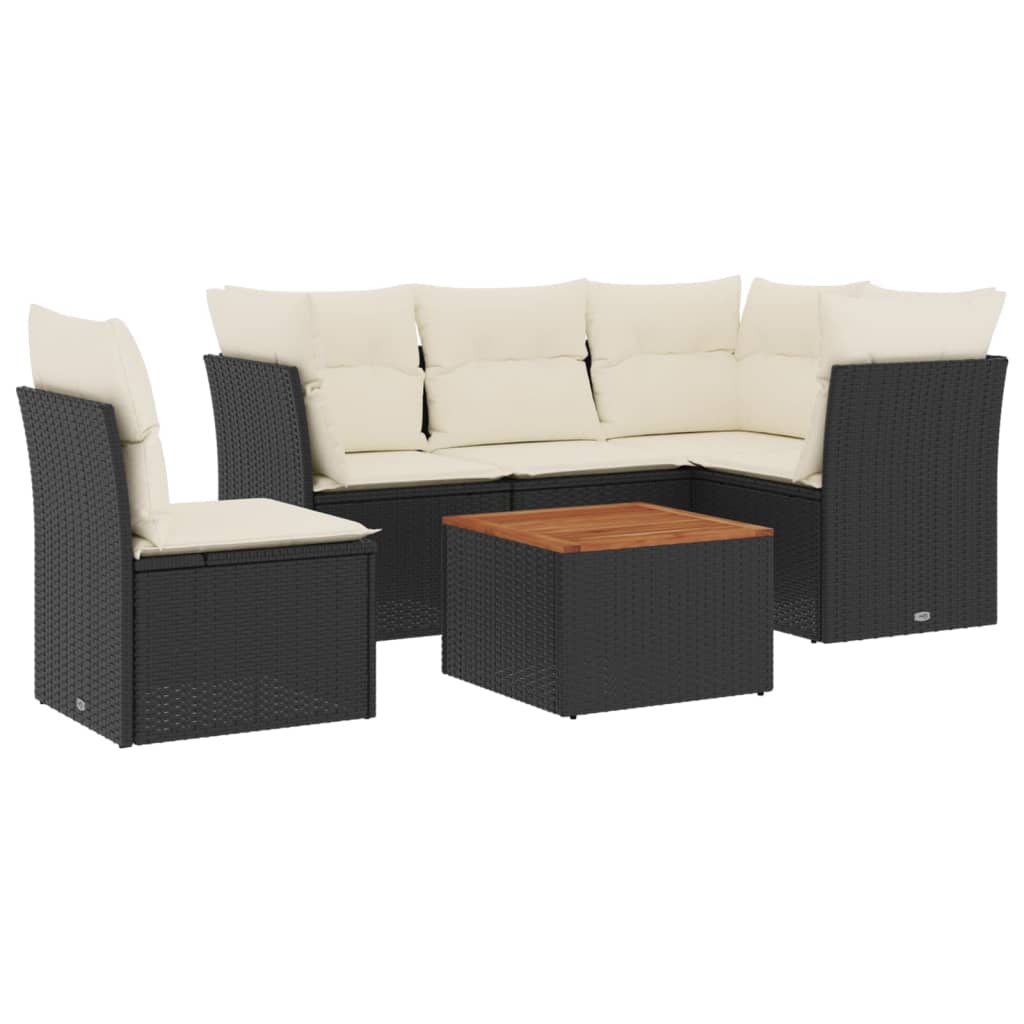 6-dijelni set vrtnih sofa s jastucima crni od poliratana