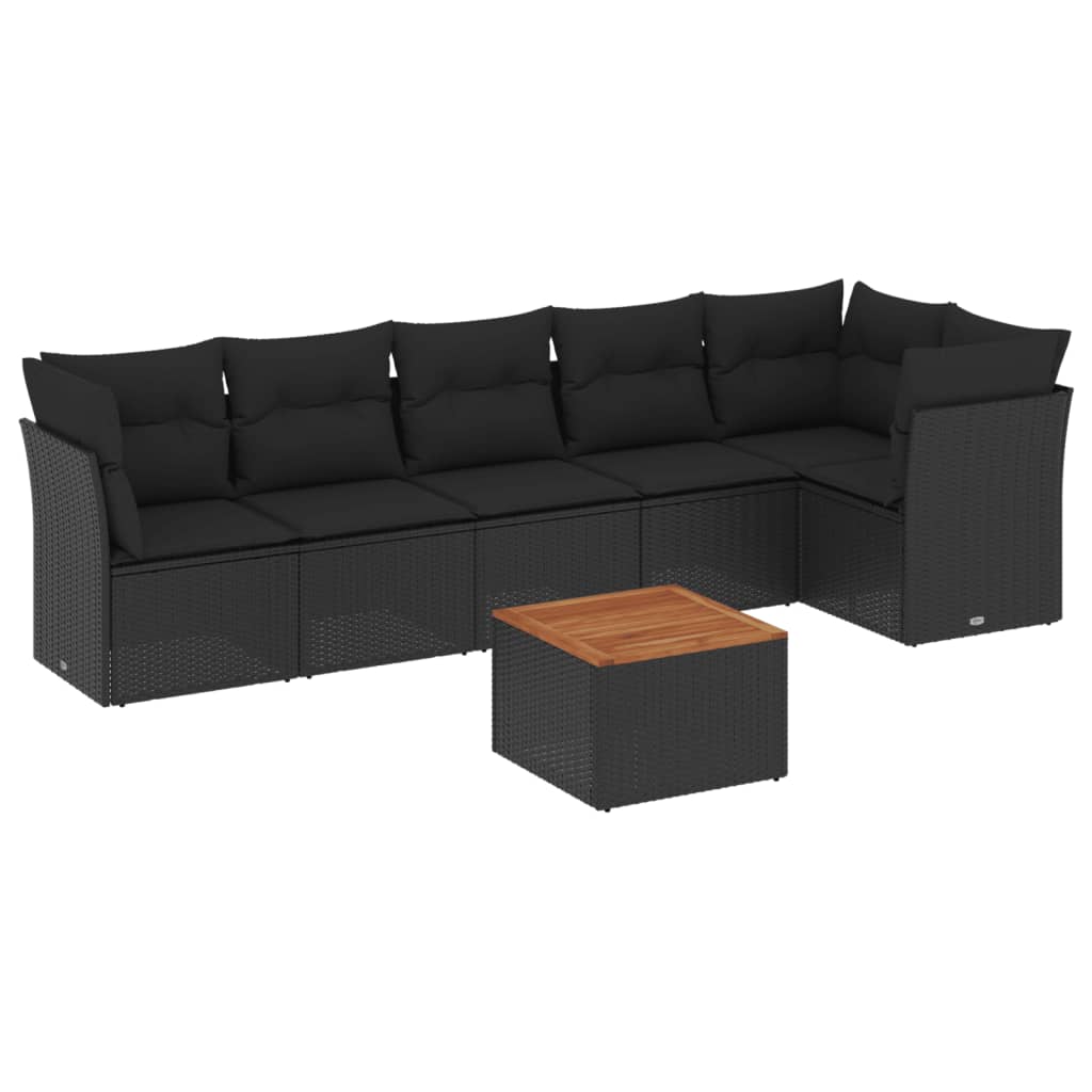 7-dijelni set vrtnih sofa od poliratana s jastucima crni