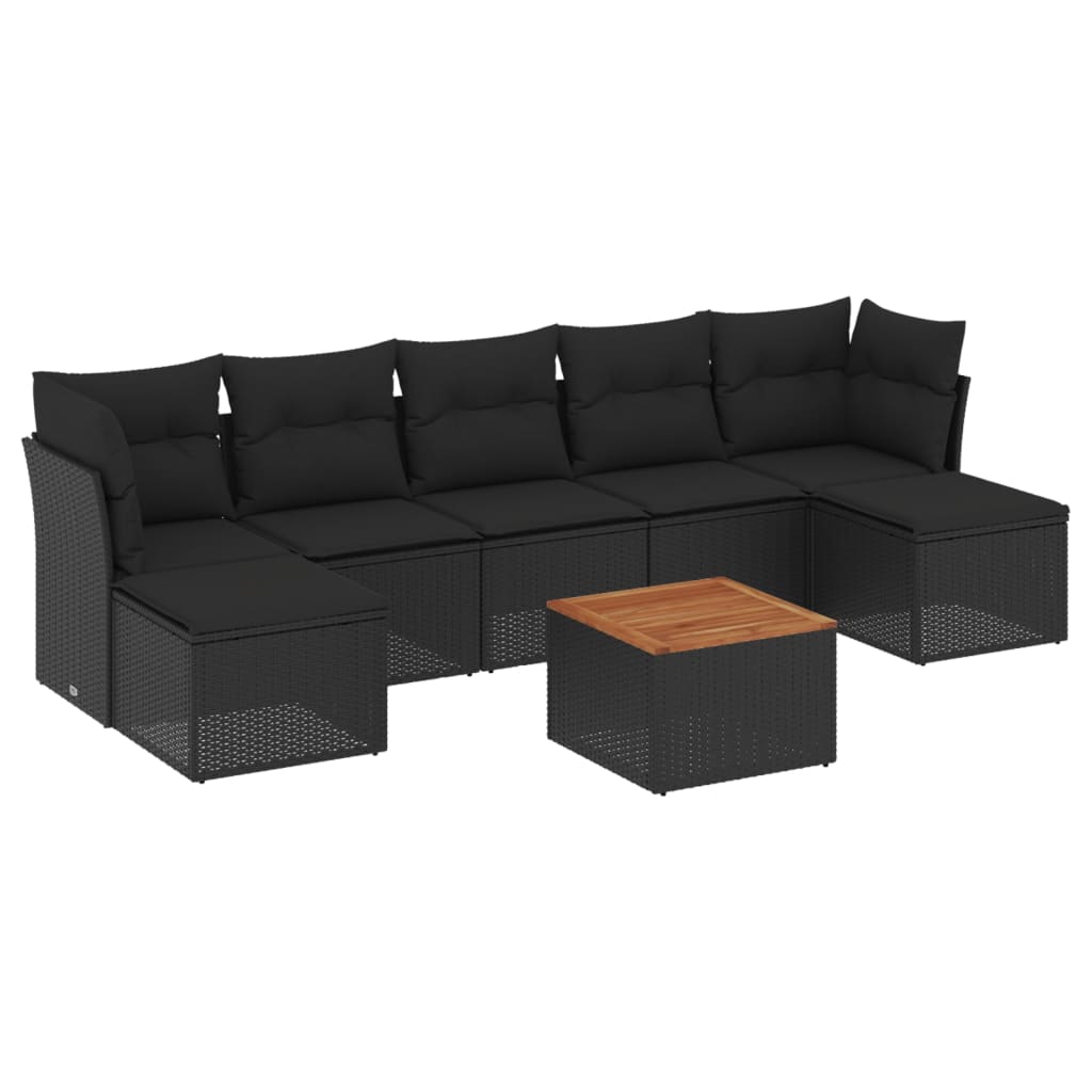 8-dijelni set vrtnih sofa od poliratana s jastucima crni