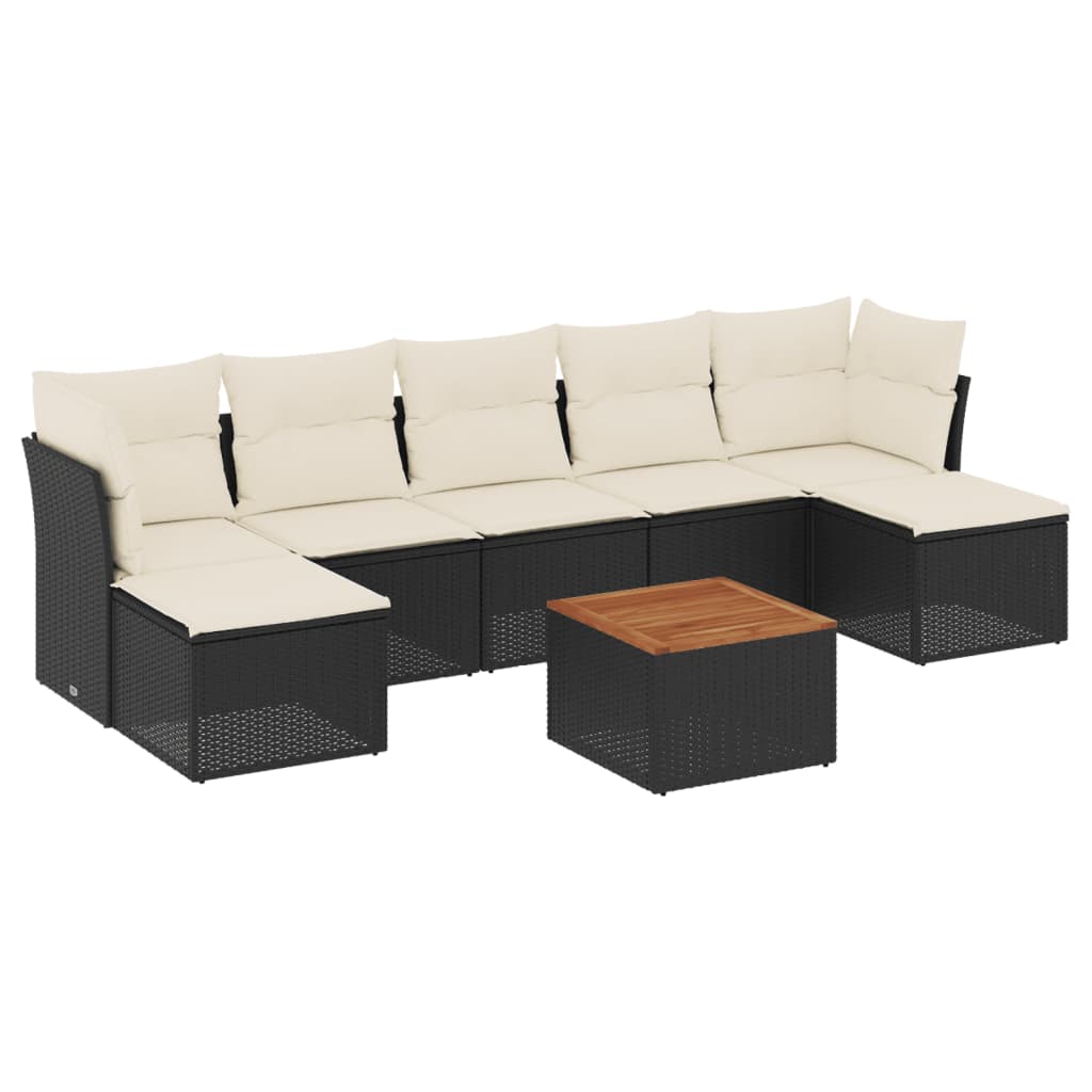 8-dijelni set vrtnih sofa od poliratana s jastucima crni