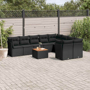 10-dijelni set vrtnih sofa s jastucima crni od poliratana