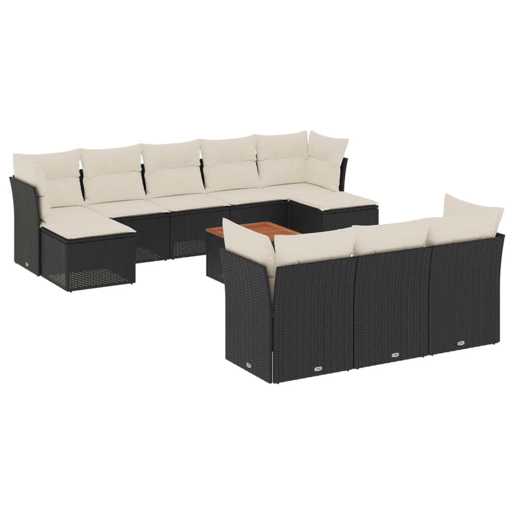 11-dijelni set vrtnih sofa od poliratana s jastucima crni