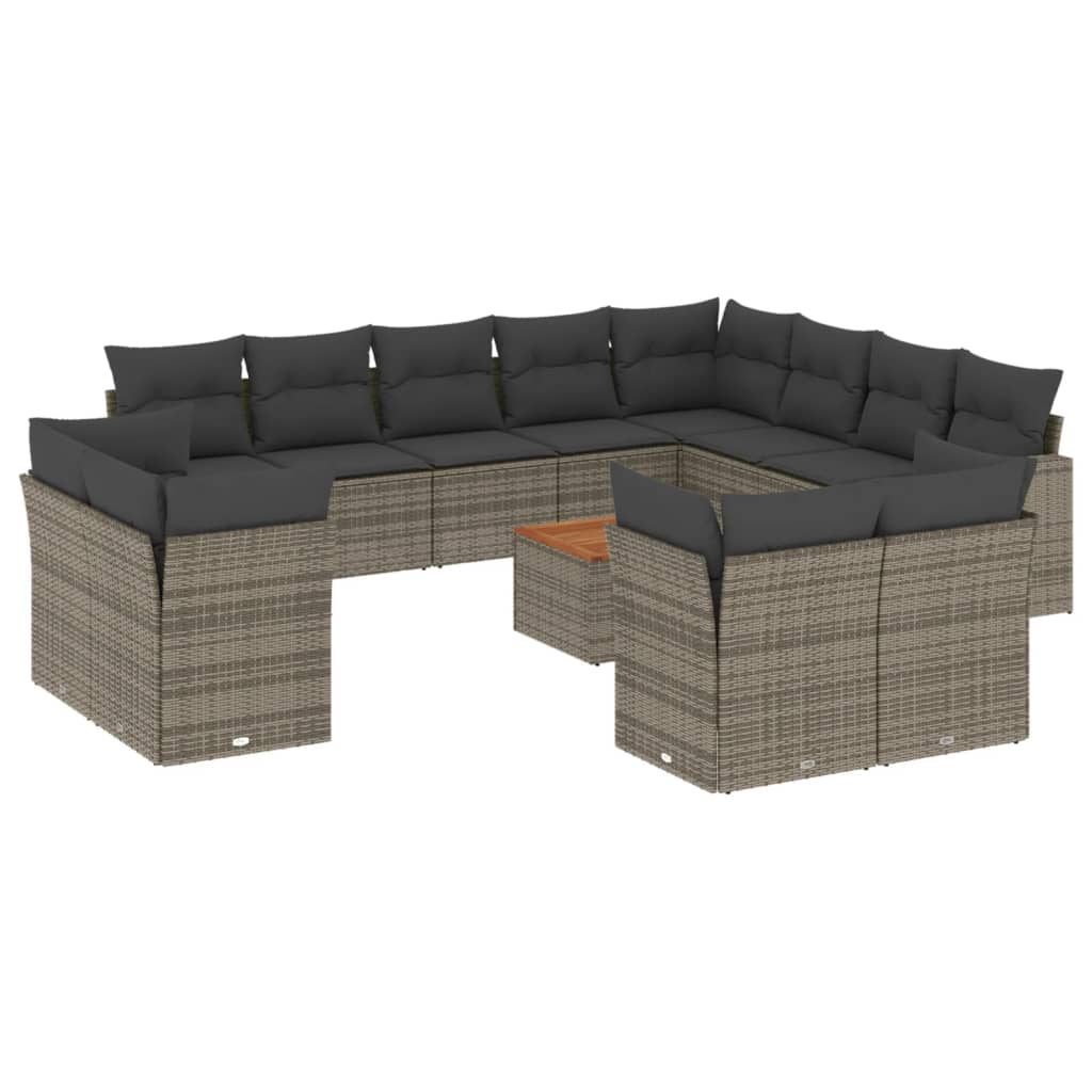 13-dijelni set vrtnih sofa od poliratana s jastucima sivi