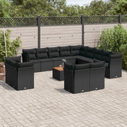 14-dijelni set vrtnih sofa s jastucima poliratan crni