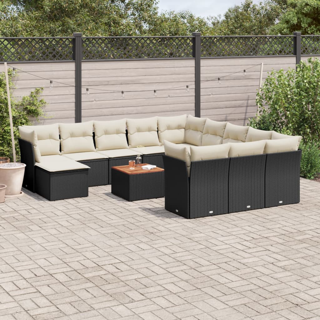 13-dijelni set vrtnih sofa s jastucima poliratan crni