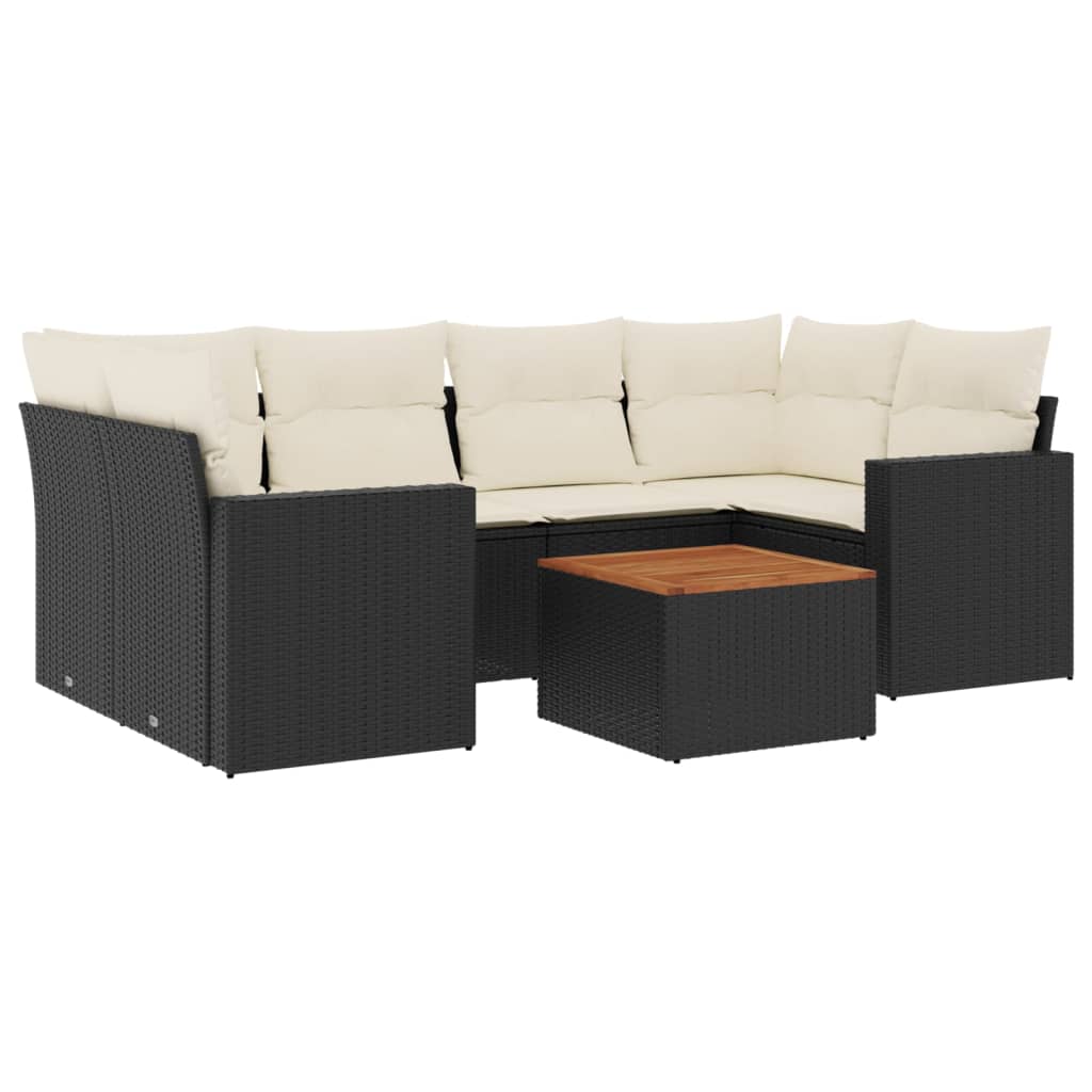 7-dijelni set vrtnih sofa od poliratana s jastucima crni