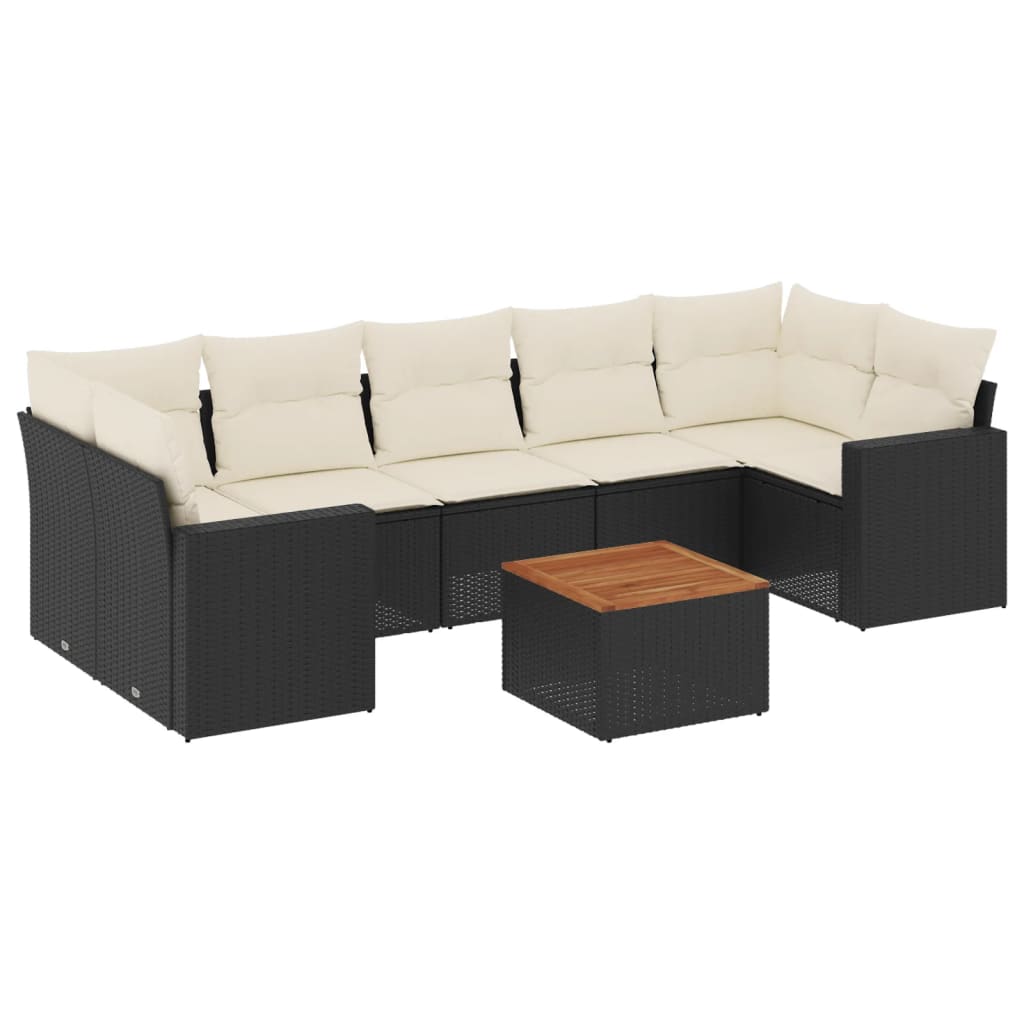 8-dijelni set vrtnih sofa od poliratana s jastucima crni