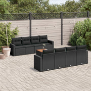 9-dijelni set vrtnih sofa s jastucima crni od poliratana