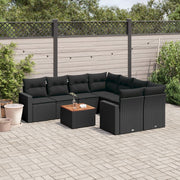 9-dijelni set vrtnih sofa s jastucima crni od poliratana