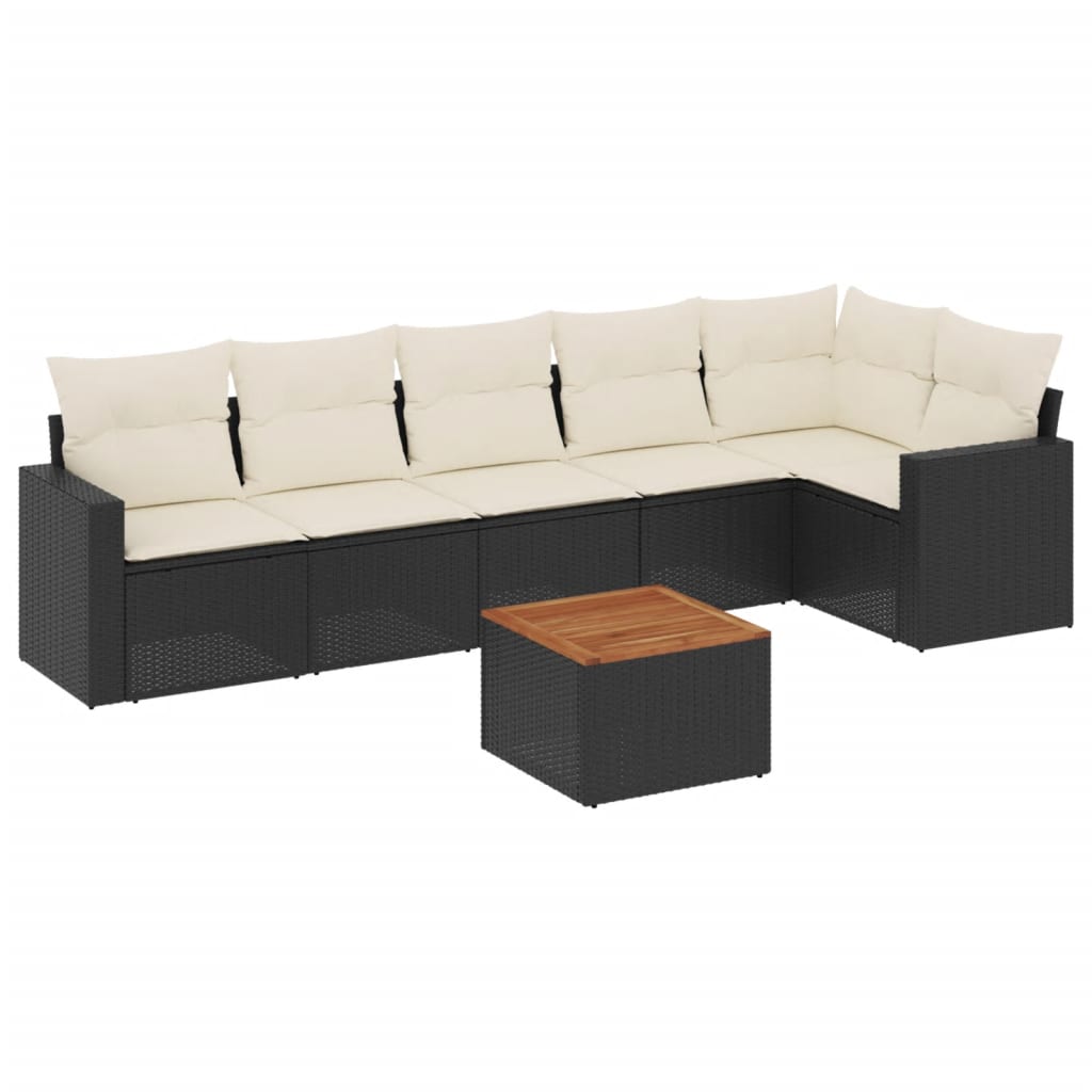 7-dijelni set vrtnih sofa od poliratana s jastucima crni