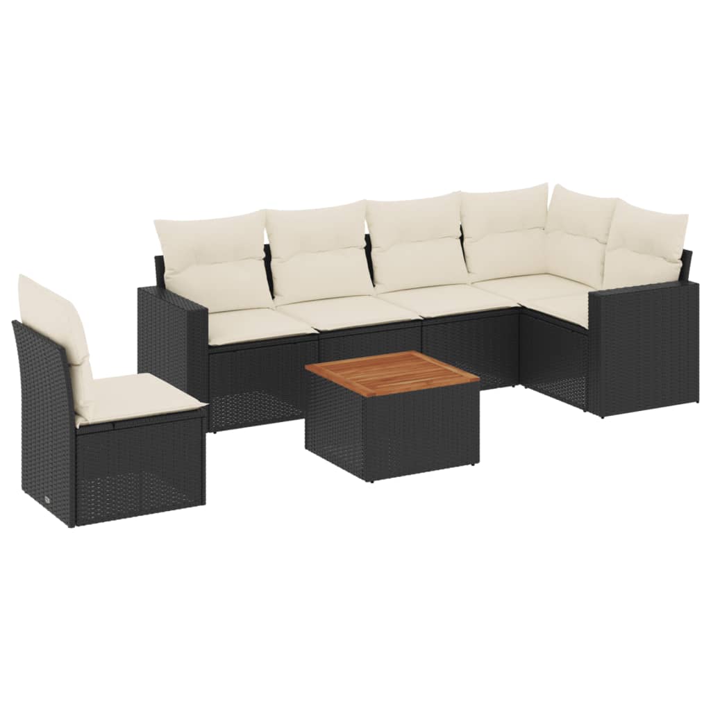 7-dijelni set vrtnih sofa od poliratana s jastucima crni