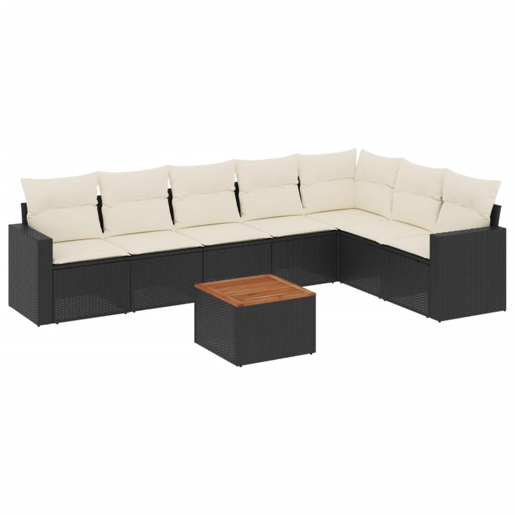 8-dijelni set vrtnih sofa od poliratana s jastucima crni