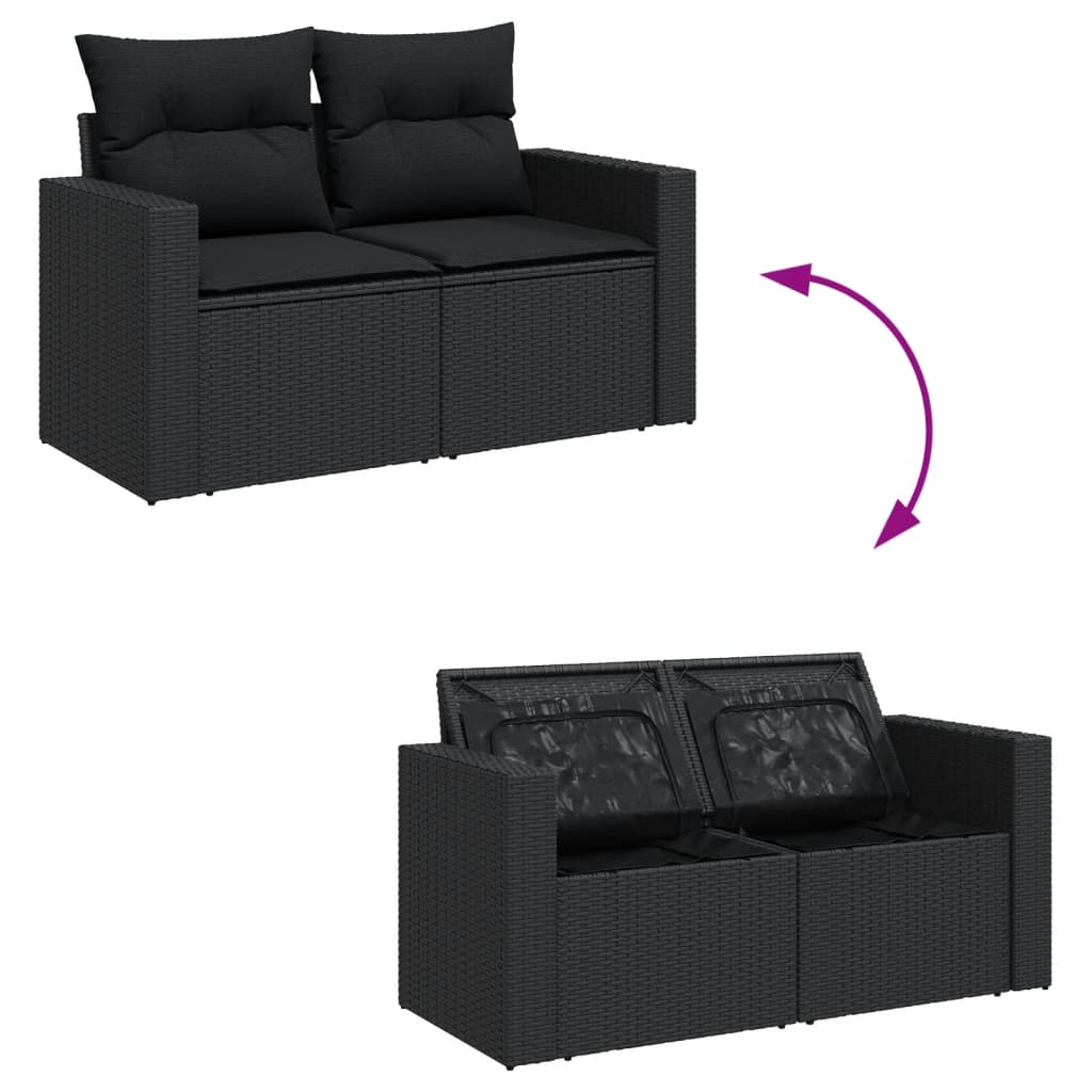 12-dijelni set vrtnih sofa od poliratana s jastucima crni