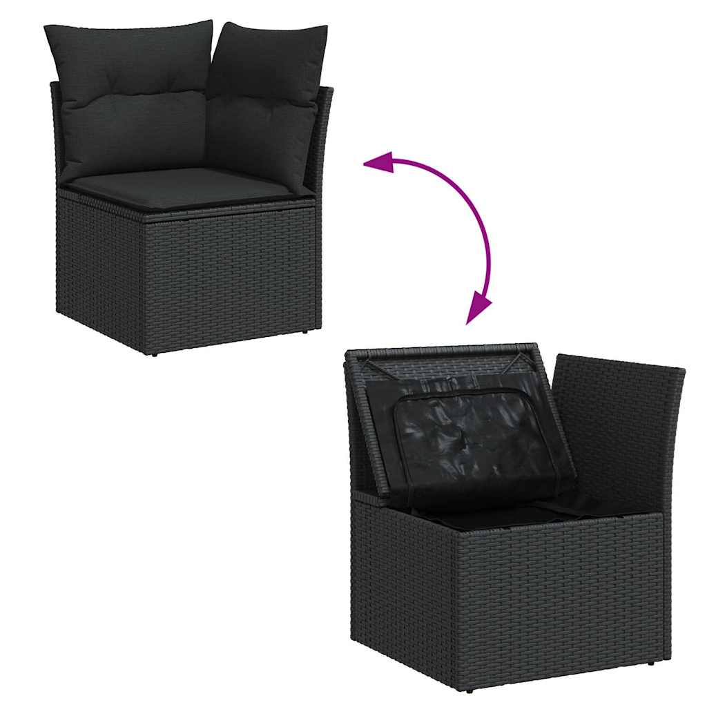 12-dijelni set vrtnih sofa od poliratana s jastucima crni