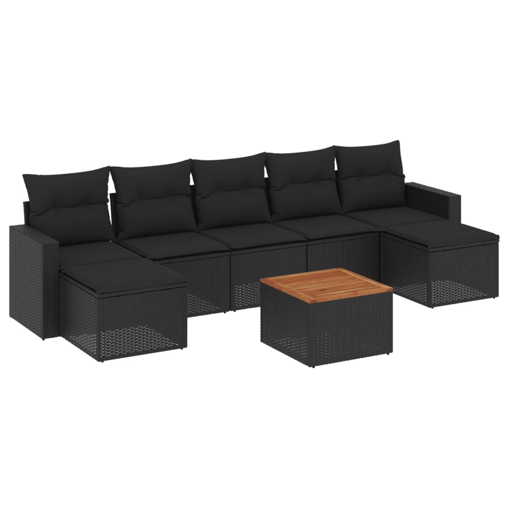 8-dijelni set vrtnih sofa od poliratana s jastucima crni