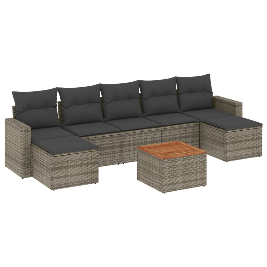 8-dijelni set vrtnih sofa od poliratana s jastucima sivi