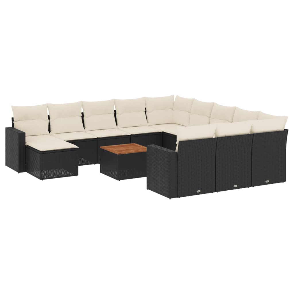 13-dijelni set vrtnih sofa s jastucima poliratan crni