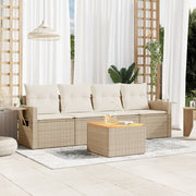 5-dijelni vrtni set sofa s jastucima bež od poliratana 55 x 55 x 37 cm