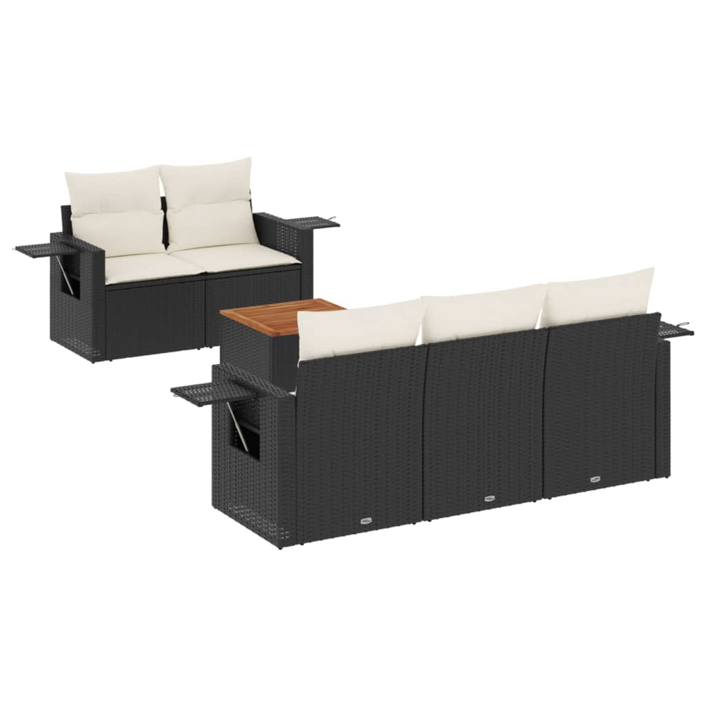 6-dijelni set vrtnih sofa s jastucima crni od poliratana