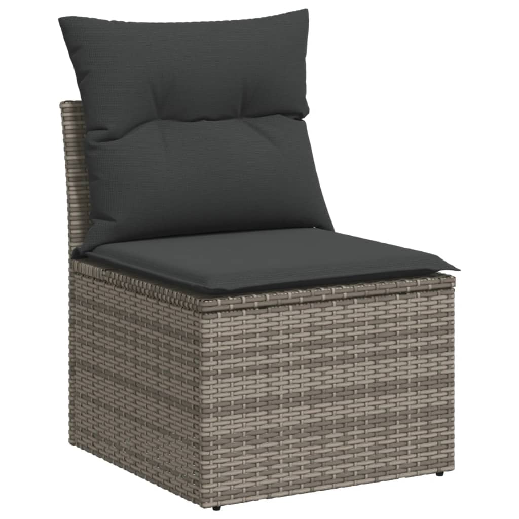 8-dijelni set vrtnih sofa od poliratana s jastucima sivi