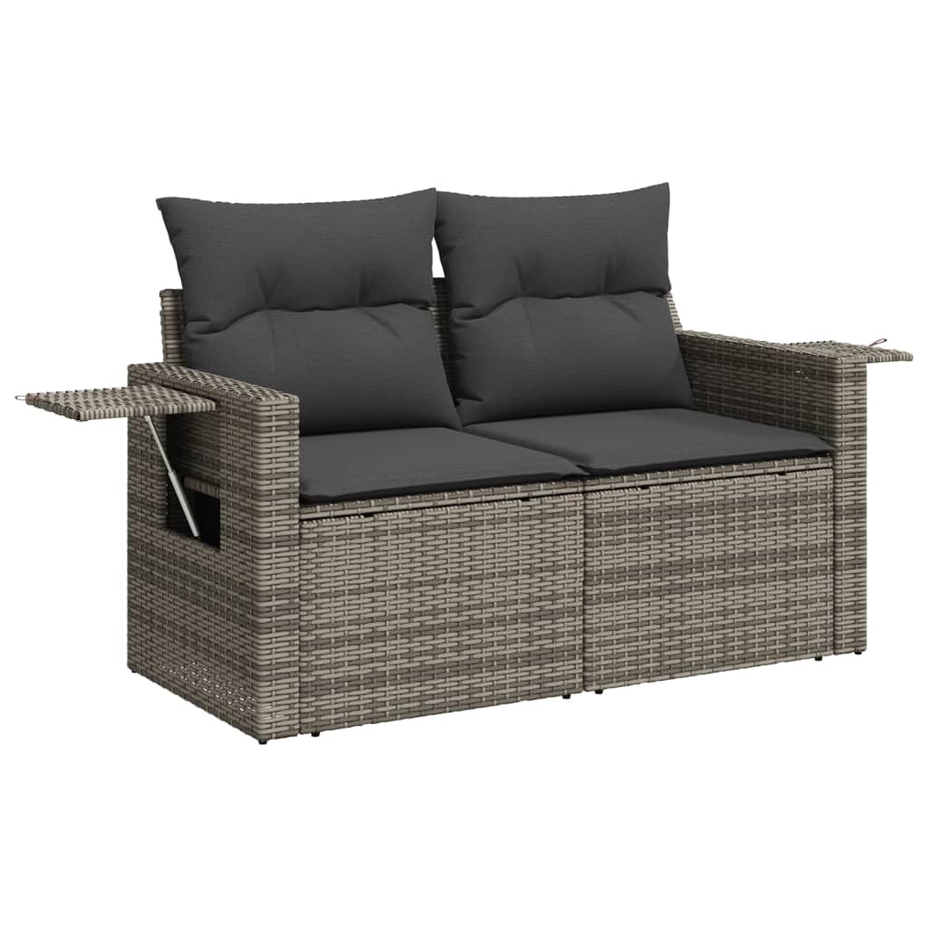 8-dijelni set vrtnih sofa od poliratana s jastucima sivi