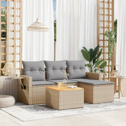 5-dijelni vrtni set sofa s jastucima bež od poliratana 55 x 55 x 37 cm