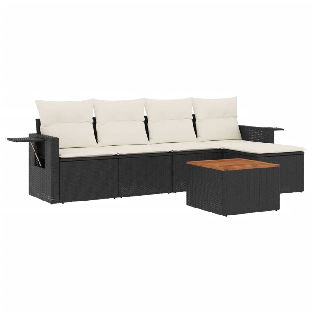 6-dijelni set vrtnih sofa s jastucima crni od poliratana