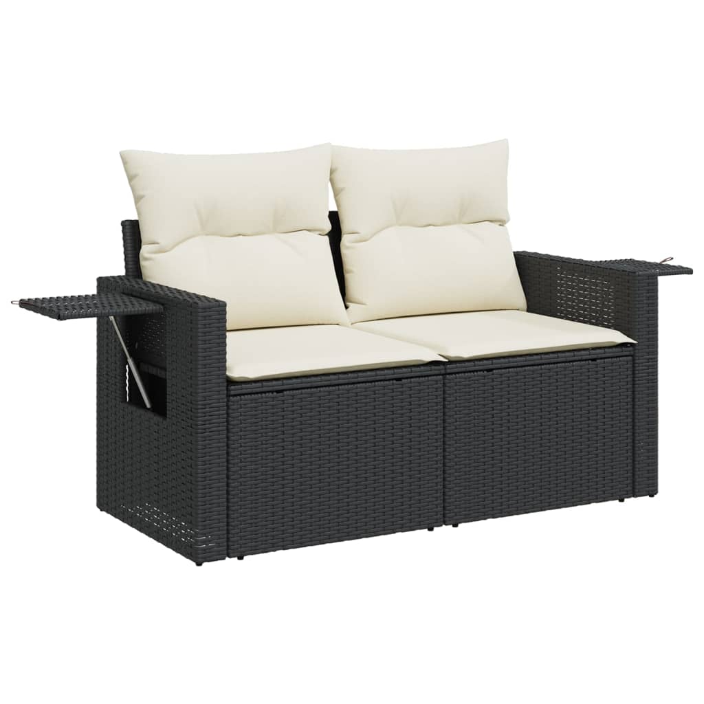 6-dijelni set vrtnih sofa s jastucima crni od poliratana