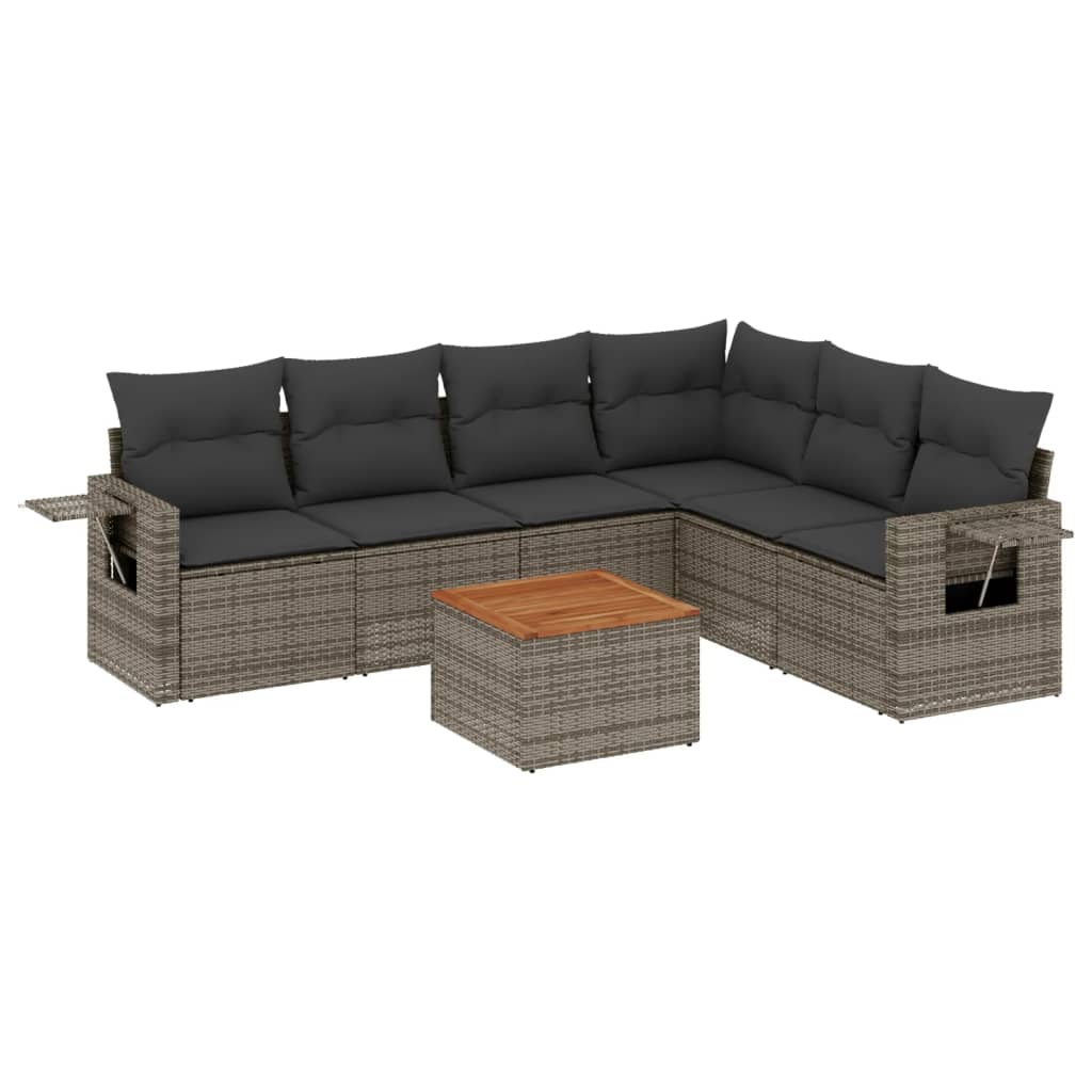 7-dijelni set vrtnih sofa sivi od poliratana