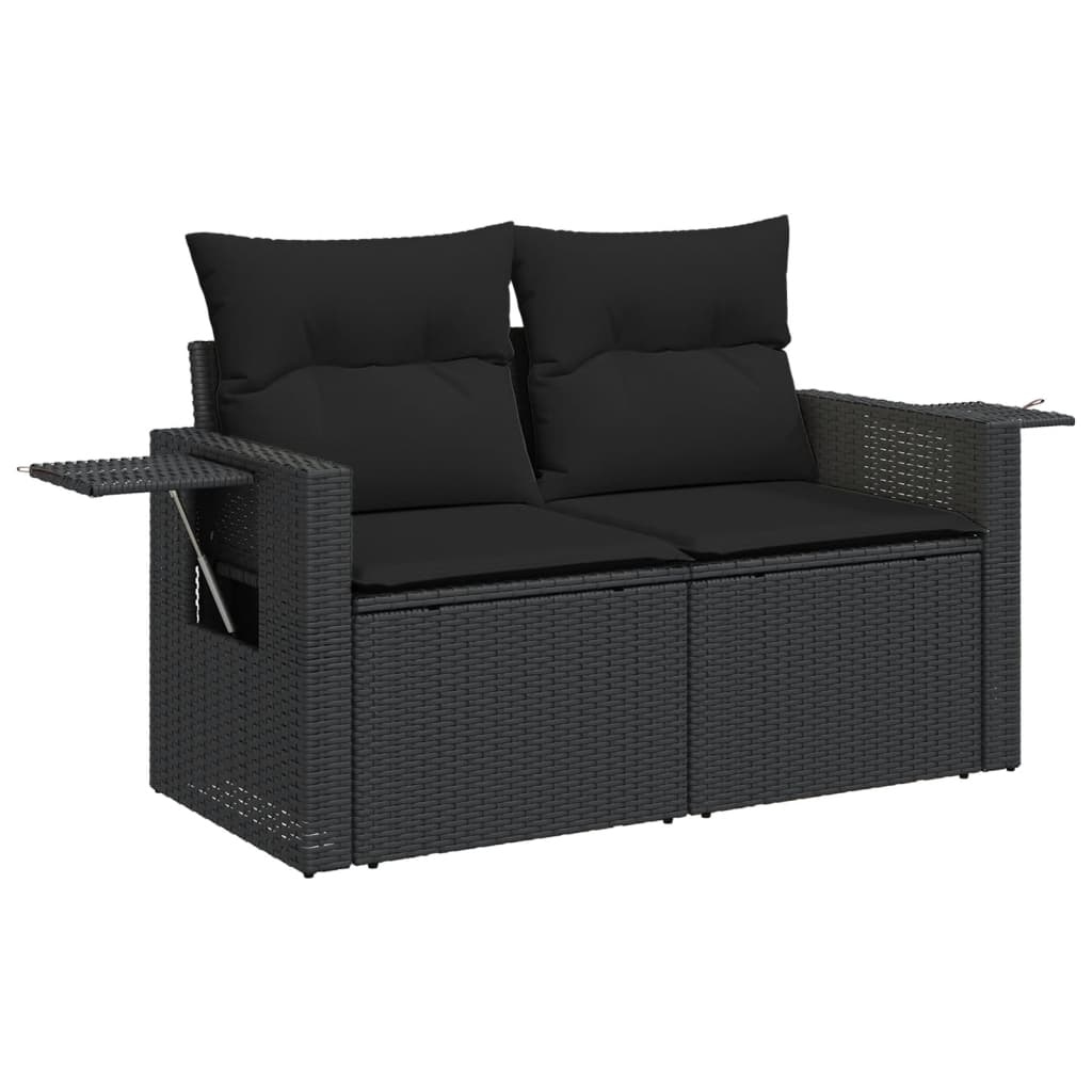 9-dijelni set vrtnih sofa s jastucima crni od poliratana