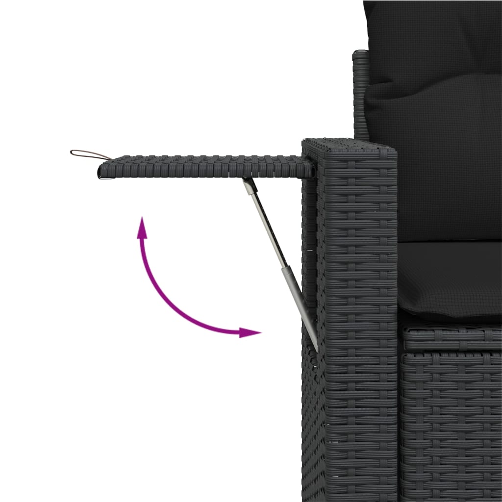 9-dijelni set vrtnih sofa s jastucima crni od poliratana