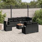 9-dijelni set vrtnih sofa s jastucima crni od poliratana Crna 62 x 62 x 69 cm