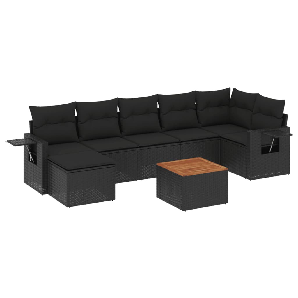 8-dijelni set vrtnih sofa od poliratana s jastucima crni