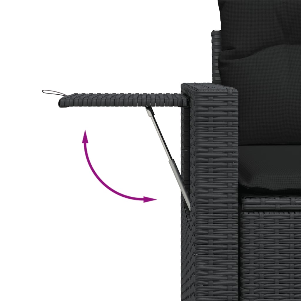 8-dijelni set vrtnih sofa od poliratana s jastucima crni