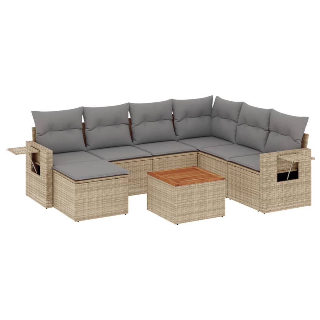8-dijelni set vrtnih sofa od poliratana s jastucima bež