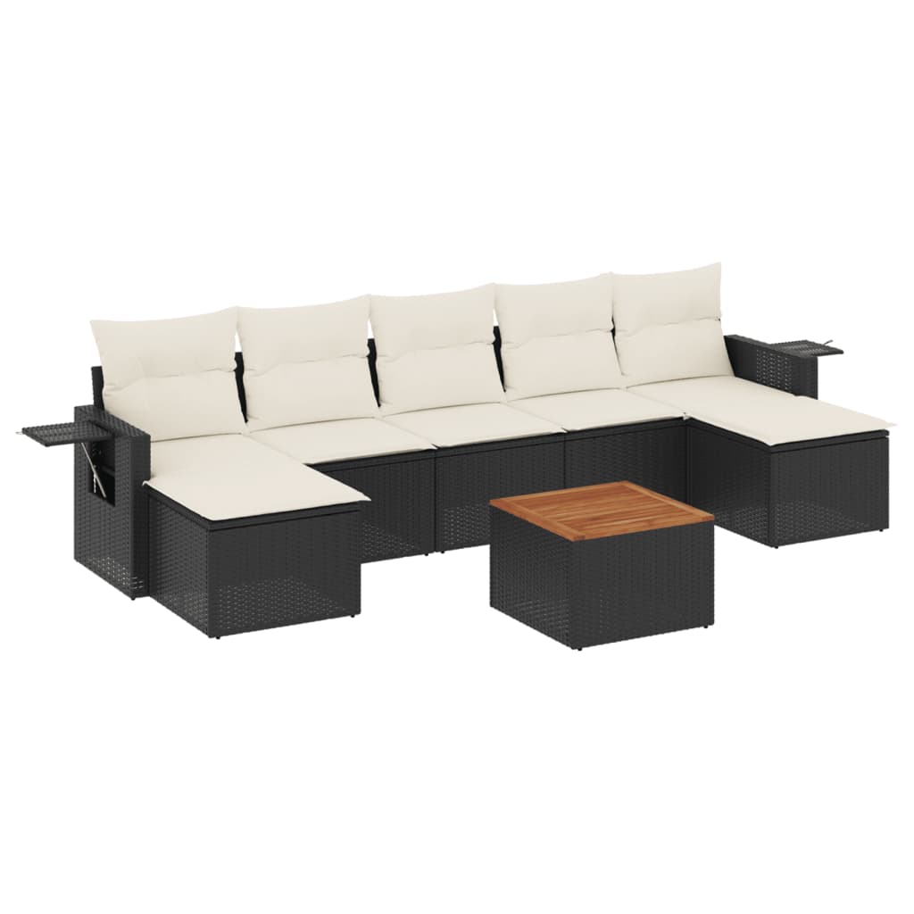 8-dijelni set vrtnih sofa od poliratana s jastucima crni