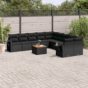 11-dijelni set vrtnih sofa od poliratana s jastucima crni Crna 62 x 62 x 69 cm
