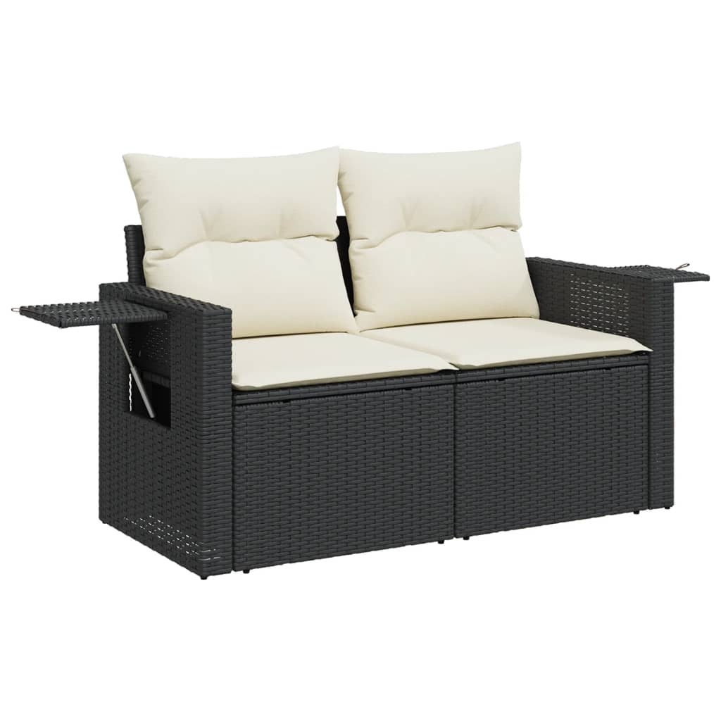 14-dijelni set vrtnih sofa s jastucima poliratan crni