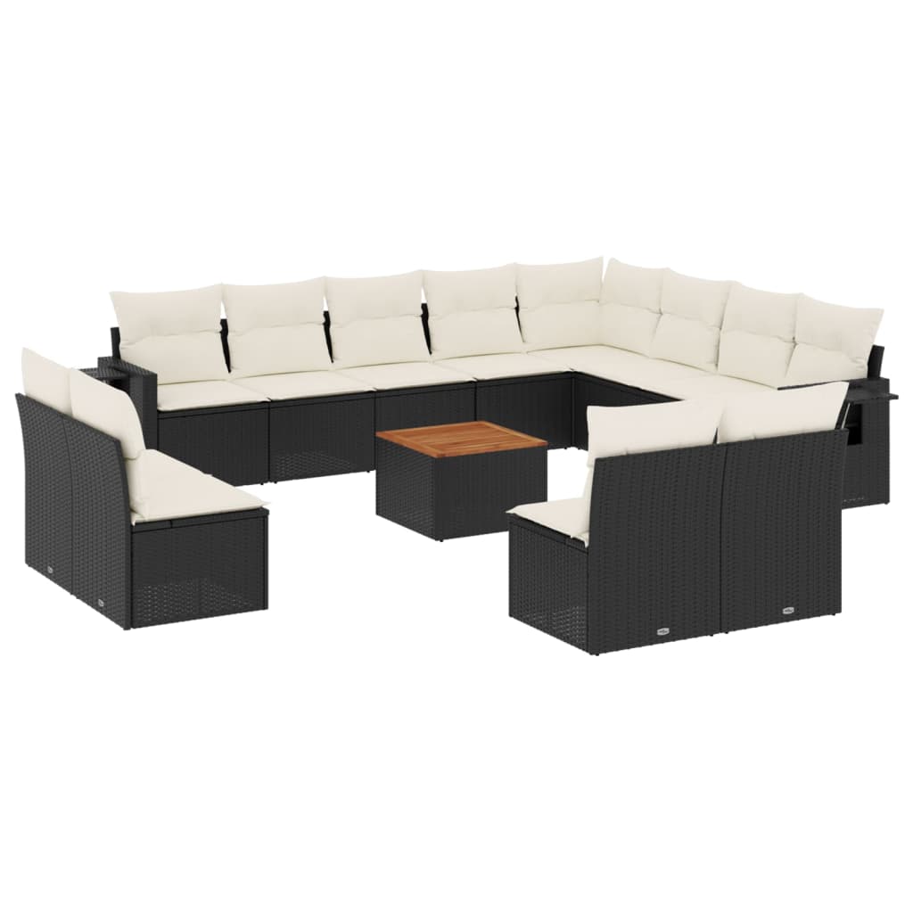 13-dijelni set vrtnih sofa s jastucima poliratan crni