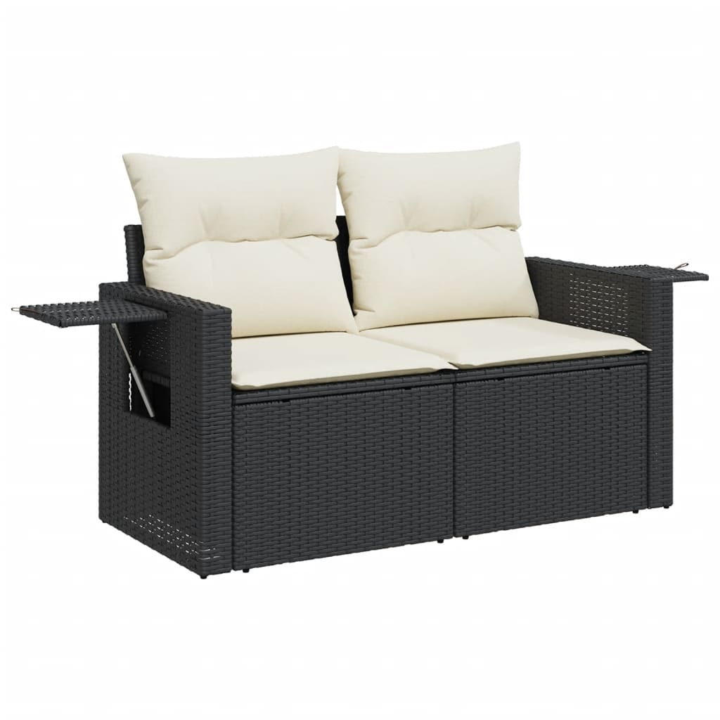 14-dijelni set vrtnih sofa s jastucima poliratan crni
