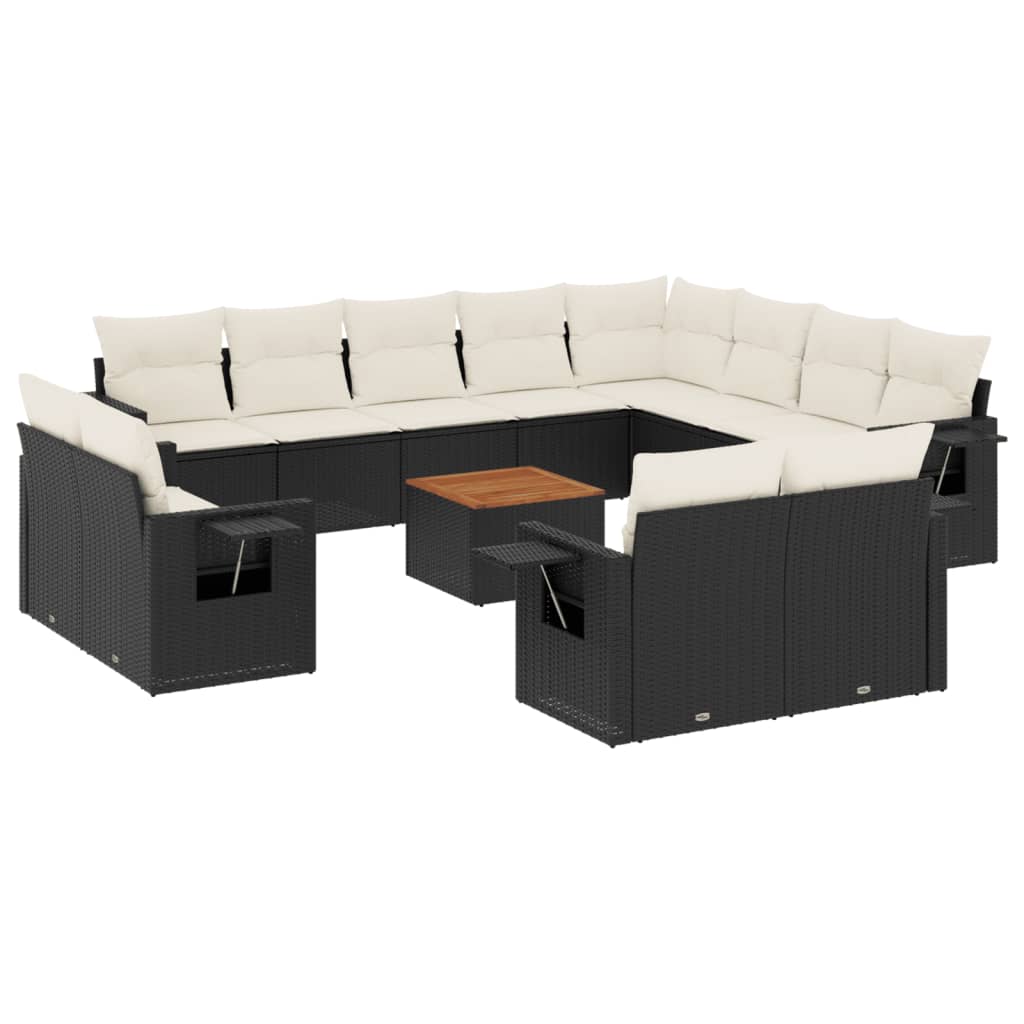 13-dijelni set vrtnih sofa s jastucima poliratan crni