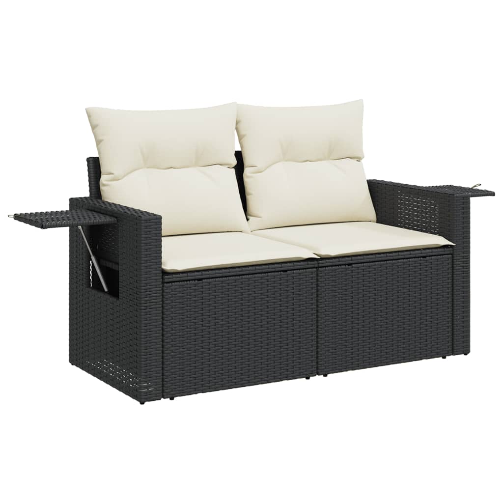 14-dijelni set vrtnih sofa s jastucima poliratan crni