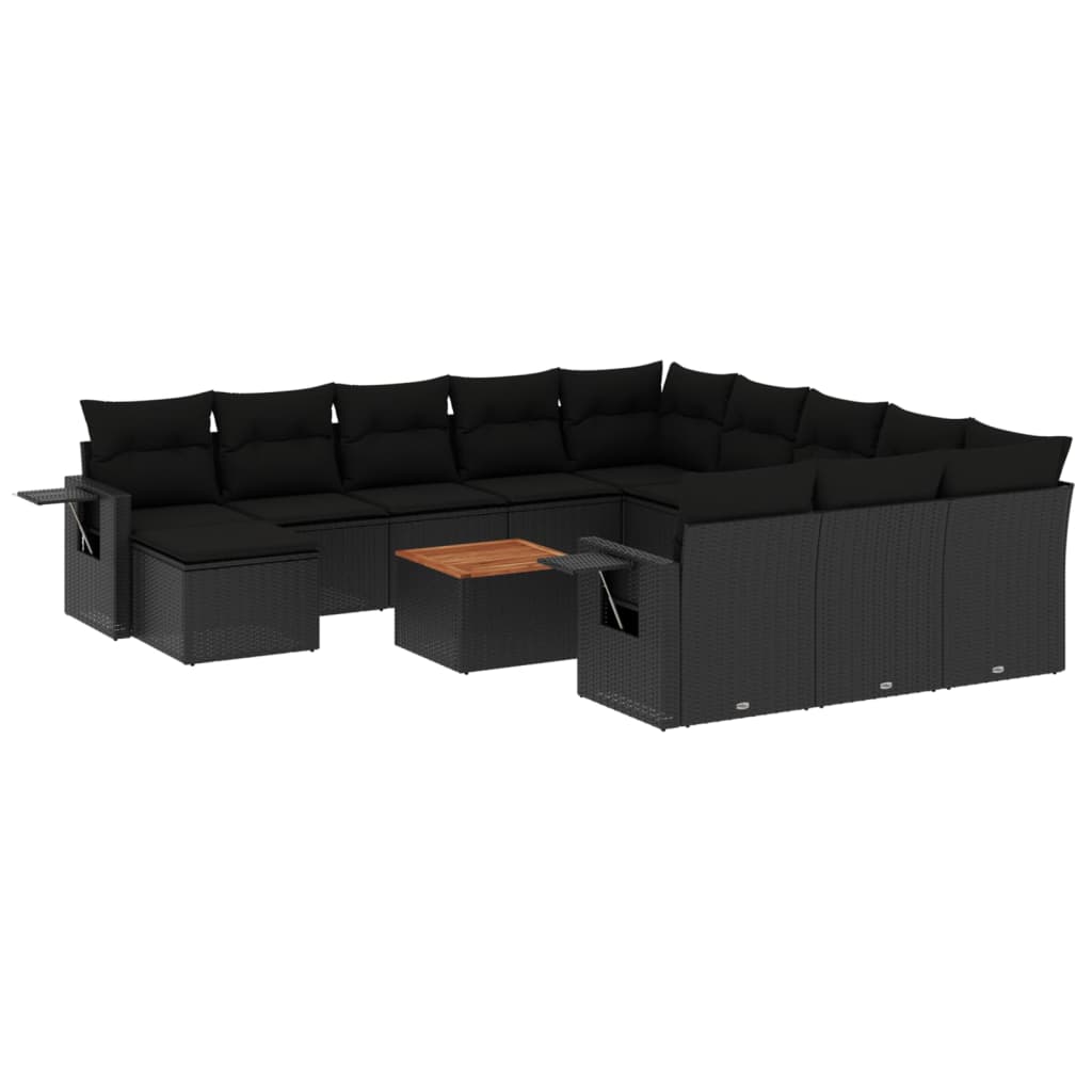 13-dijelni set vrtnih sofa s jastucima poliratan crni