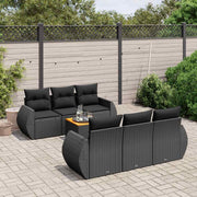 7-dijelni set vrtnih sofa od poliratana s jastucima crni