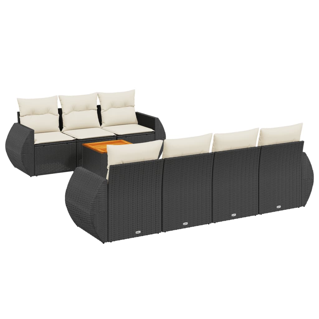 8-dijelni set vrtnih sofa od poliratana s jastucima crni Crna 70 x 62 x 69 cm