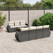 8-dijelni set vrtnih sofa od poliratana s jastucima crni Crna 70 x 62 x 69 cm
